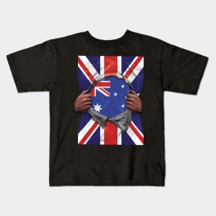 Australia Flag Great Britain Flag Ripped - Gift for Australian From Australia Kids T-Shirt